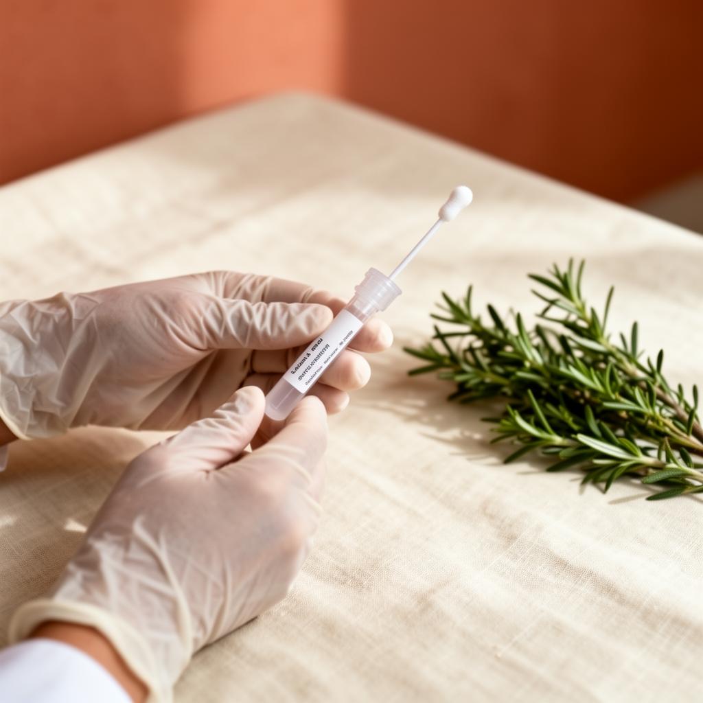 Clinician collecting a saliva sample for genetic profiling